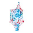 thumbnail image 4 of WREESH Women Siamese Swimsuit Show Waist Hanging Neck And Shoulder Printing Bikini, 4 of 4