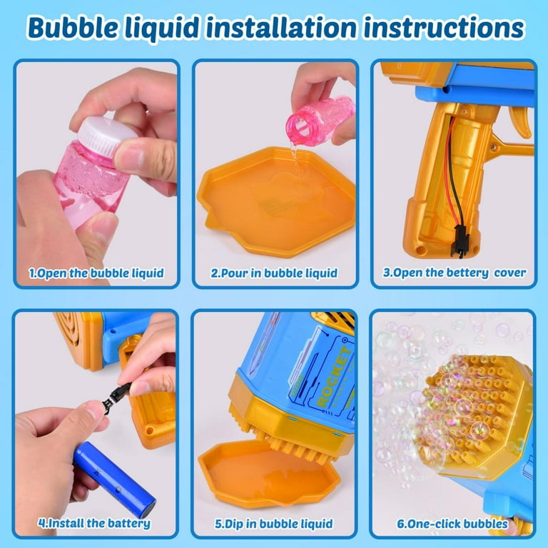 Fun Little toys Bubble Bazooka Gun Blaster, 69 Holes Bubble Machine for  Kids Bubble Makers with Lights, Rocket Bubble Gun for Kids Adults Bubble  Makers for Party Bubble Blaster Gun Bubble Blower 