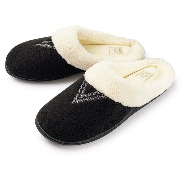 Pantoufles Sabots pour Femmes Doublées en Molleton Chaussures de Maison Noires 10.5/11.5