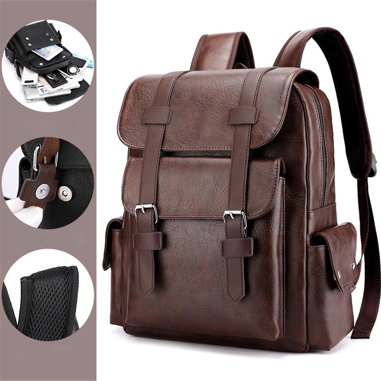 Backpack Leather Laptop Backpack for Men Work Business Travel Office Backpack College Backpack Casual Waterproof Computer Backpack for 15.6 Laptop Walmart