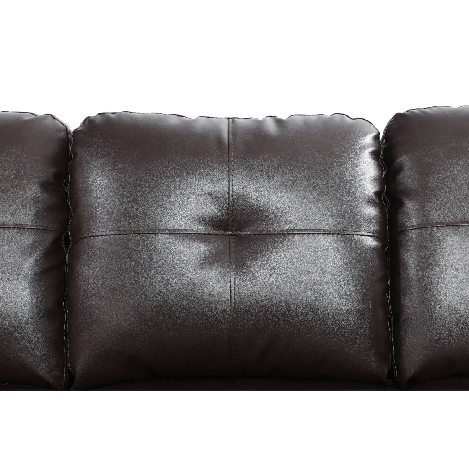 Hommoo Sofa Set, Faux Leather Synthetic Leather 2-Piece Sofa Set,L-Shaped Sectional Couch Set with Left Armrest for Living Room，Brown（No Ottoman）
