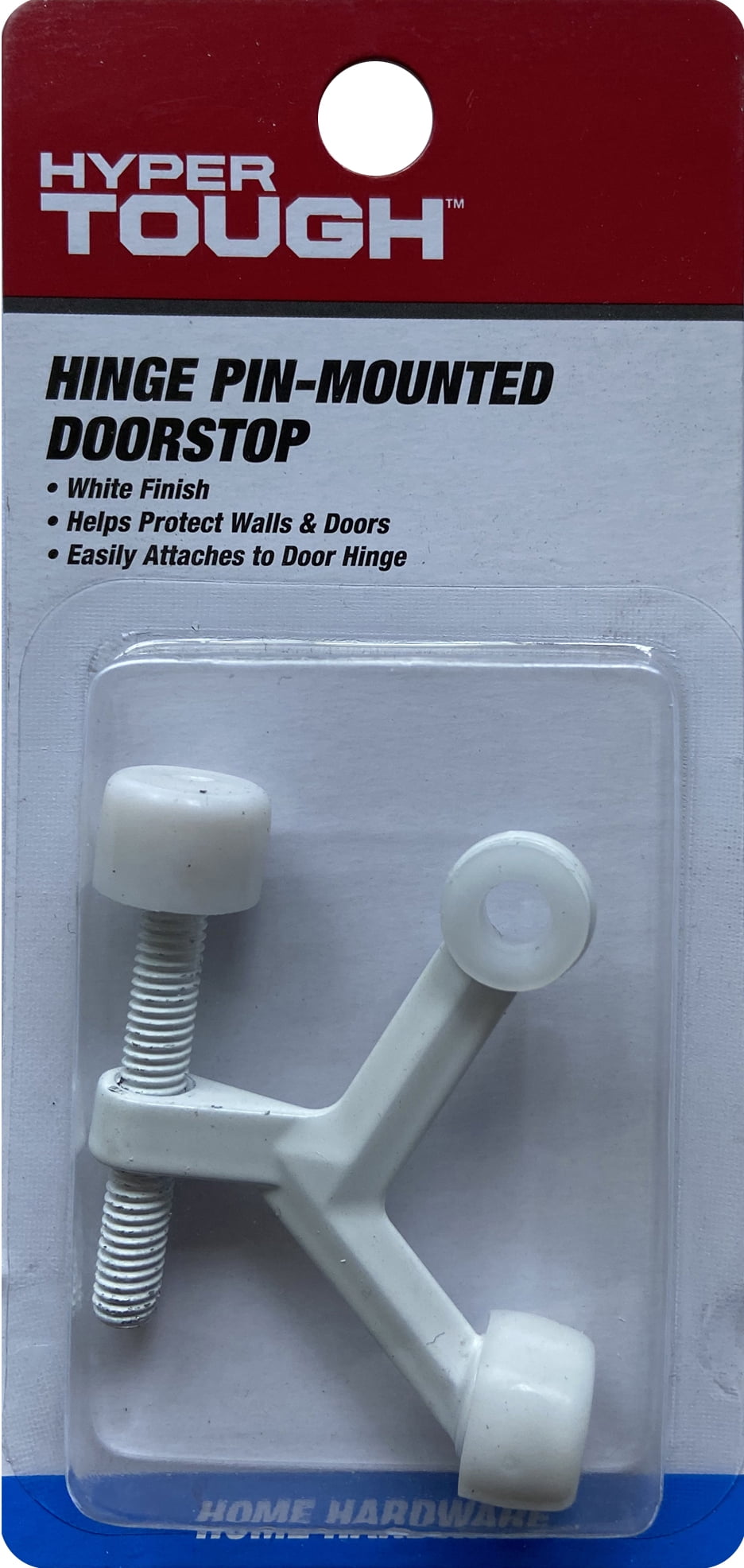 (3 pack) Hyper Tough New Hardware Hinge Pin Mounted Doorstop, White, 2.11 X 0.366 X 1.594 inch