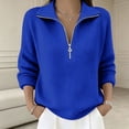 thumbnail image 2 of Edvintorg Womens Long Sleeve Quarter Zip Pullover Sweaters Casual Loose V Neck Sweater Collared Knit Tops Fall Clothes for Women, 2 of 5