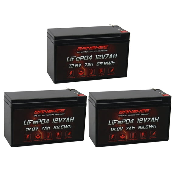 Banshee Battery 12V 7AH Lithium Replacement Battery Compatible with Razor EcoSmart Metro Scooter - 3 Pack
