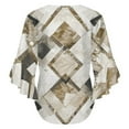 thumbnail image 6 of Geometric Beige Pattern Design Tiles Women's V-Neck Blouse With 3/4 Ruffled Bell Sleeves Casual Top Ladies Blouses, 6 of 7