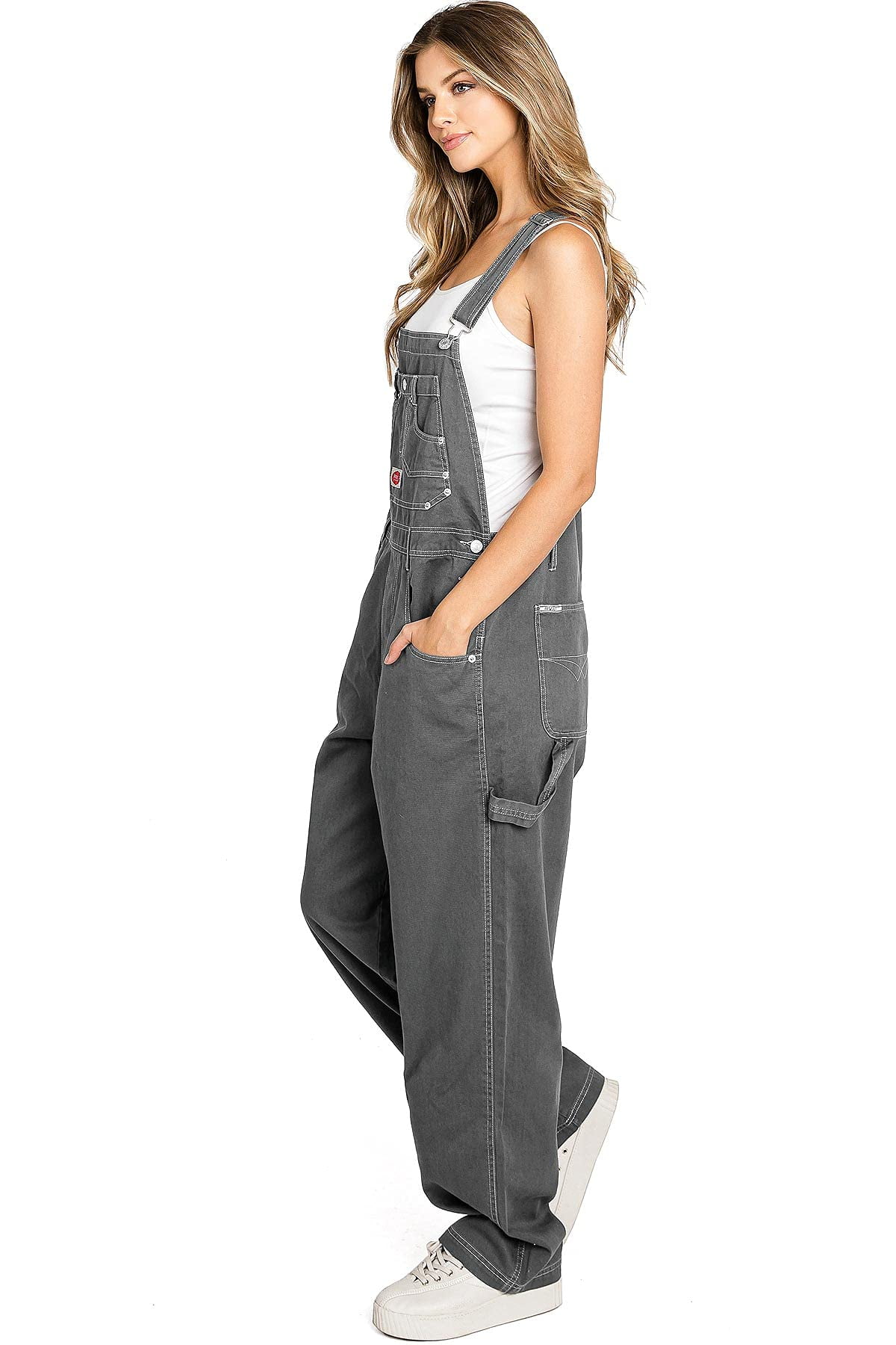 Revolt Plus Size Women's Juniors Baggy Straight Leg Overalls (16