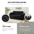thumbnail image 6 of AENKYO Convertible Pull-Out Loveseat Sleeper Sofa Bed for Living Room, Modern Upholstered Futon in Black, 6 of 7