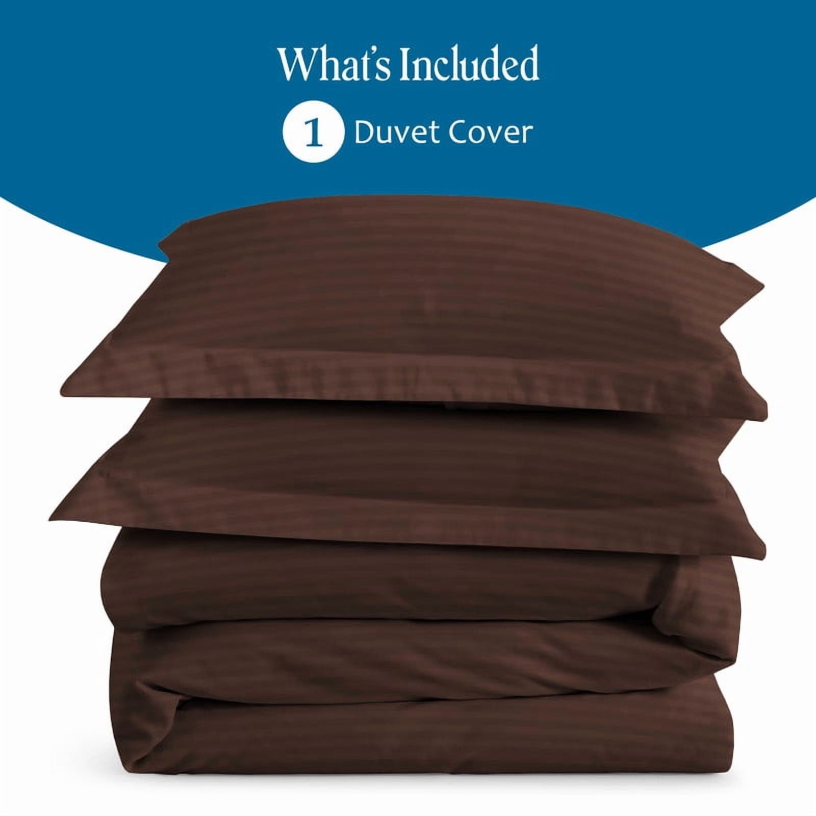 500 TC 100% Egyptian Cotton Premium Duvet Cover Zipper Closur Ultra Soft Durable and Fade Resistant Color ChocolateStripe size Oversized King