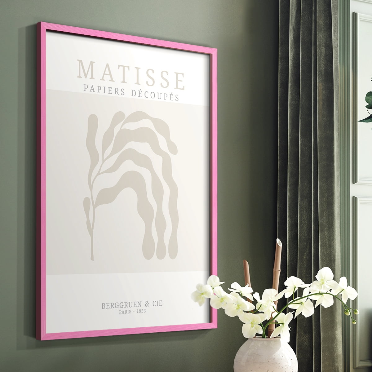 Matisse CDXIX in Pink Solid Wood Framed Print No Nail Hanging