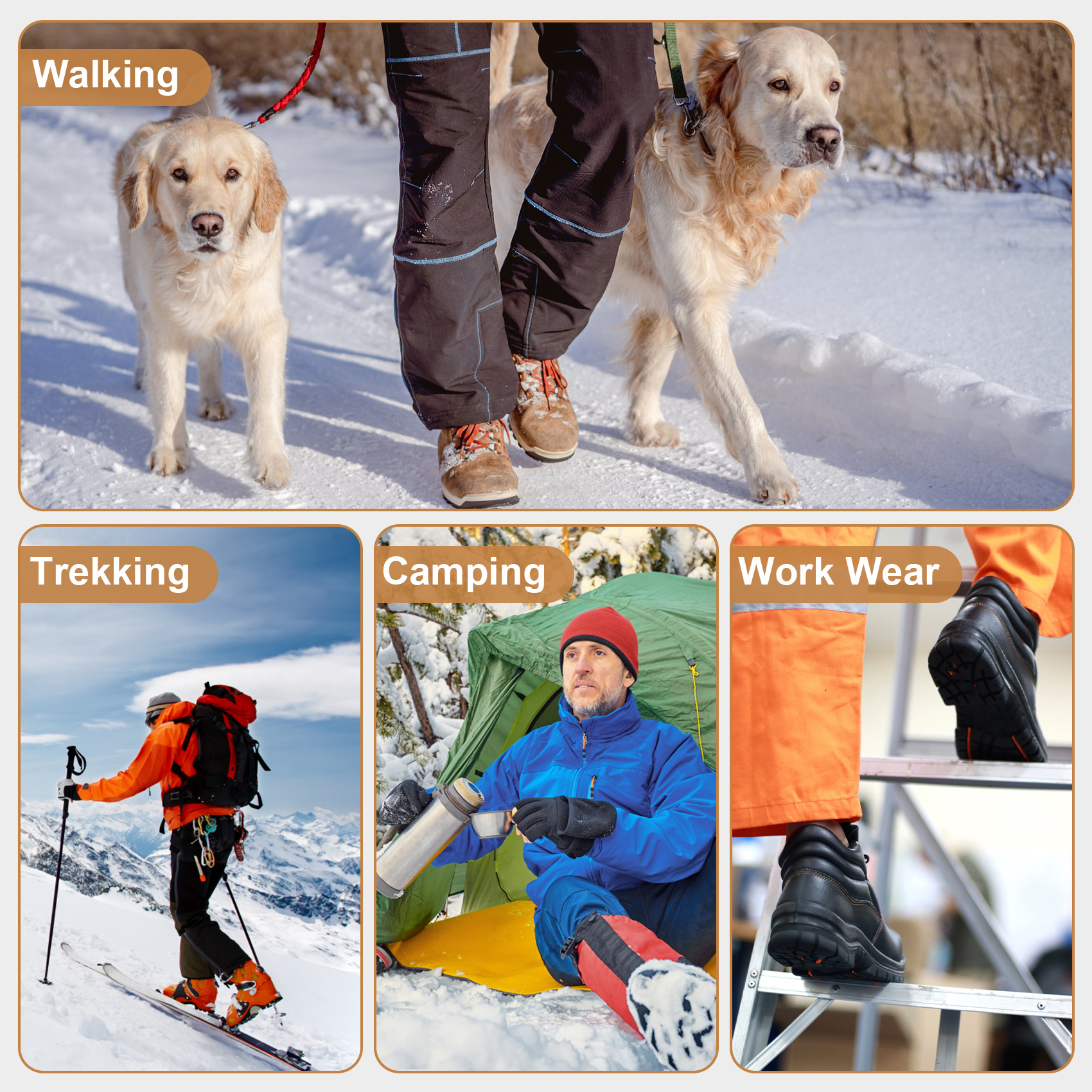 KOITHOT 3 Pack Merino Wool Socks for Men & Women, Thermal Boot Warm Hiking Socks