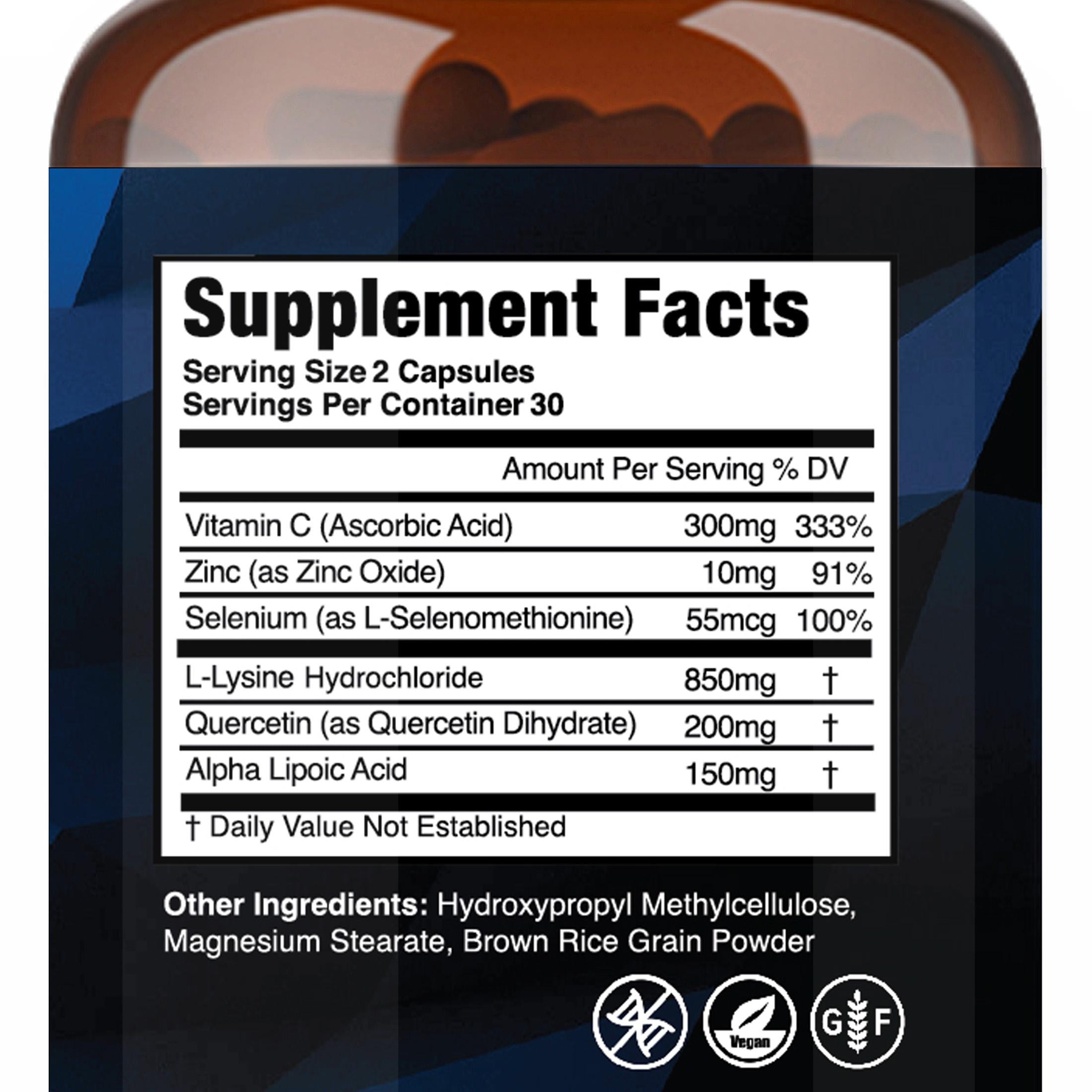 Cold Sore Shield Daily Cold Sore Support Supplement with L-Lysine 60 Count