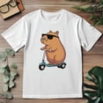 thumbnail image 4 of Playera Blanca Camiseta Unisex Estampado Capibara Scooter, 4 of 7