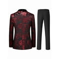 thumbnail image 2 of Beauty-Emily Men's 2-Piece Baroque Print Suit Set with Shawl Collar Blazer & Pants – Luxury Slim Fit, Long Sleeve, Wedding, Party & Formal Wear, 2 of 9