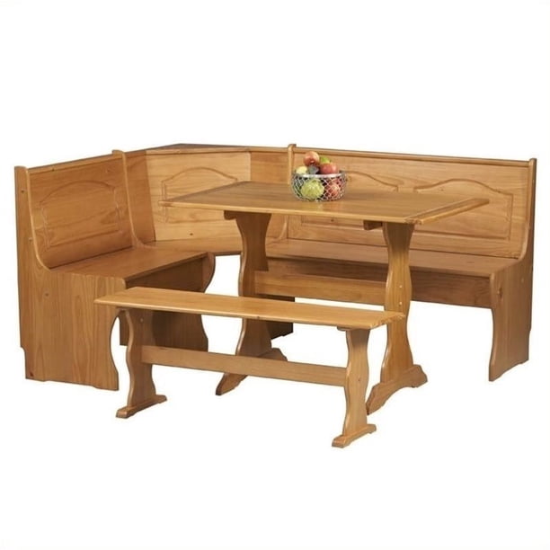 Pemberly Row Breakfast Corner Nook Kitchen Table Set in Natural - Walmart.com