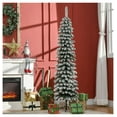 thumbnail image 2 of 6ft Snow-Flocked Christmas Tree, Slim Pencil Xmas Tree with 395 Realistic Branches & Metal Base, Green, 2 of 9