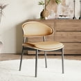 thumbnail image 2 of NessCarsti Modern Faux Leather Dining Chairs, Set of 2, Mid Century, Black Metal Legs, Khaki/Walnut, 2 of 12