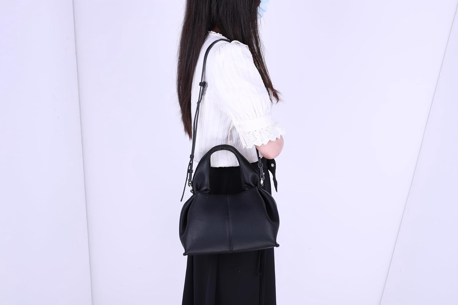 Cloud Pouch Bag Dumpling Clutch Purse Handbag Leather Tote Shoulder Bag Retro Crossbody bag with Removable Strap