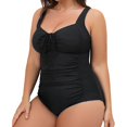 thumbnail image 4 of Traje de baño de una pieza Prolriy para mujer, nuevo traje de baño de 2024, multicolor, con tirantes, sin espalda, liso, conservador, talla grande, bikini, traje de baño para mujer, negro, XL, 4 of 8