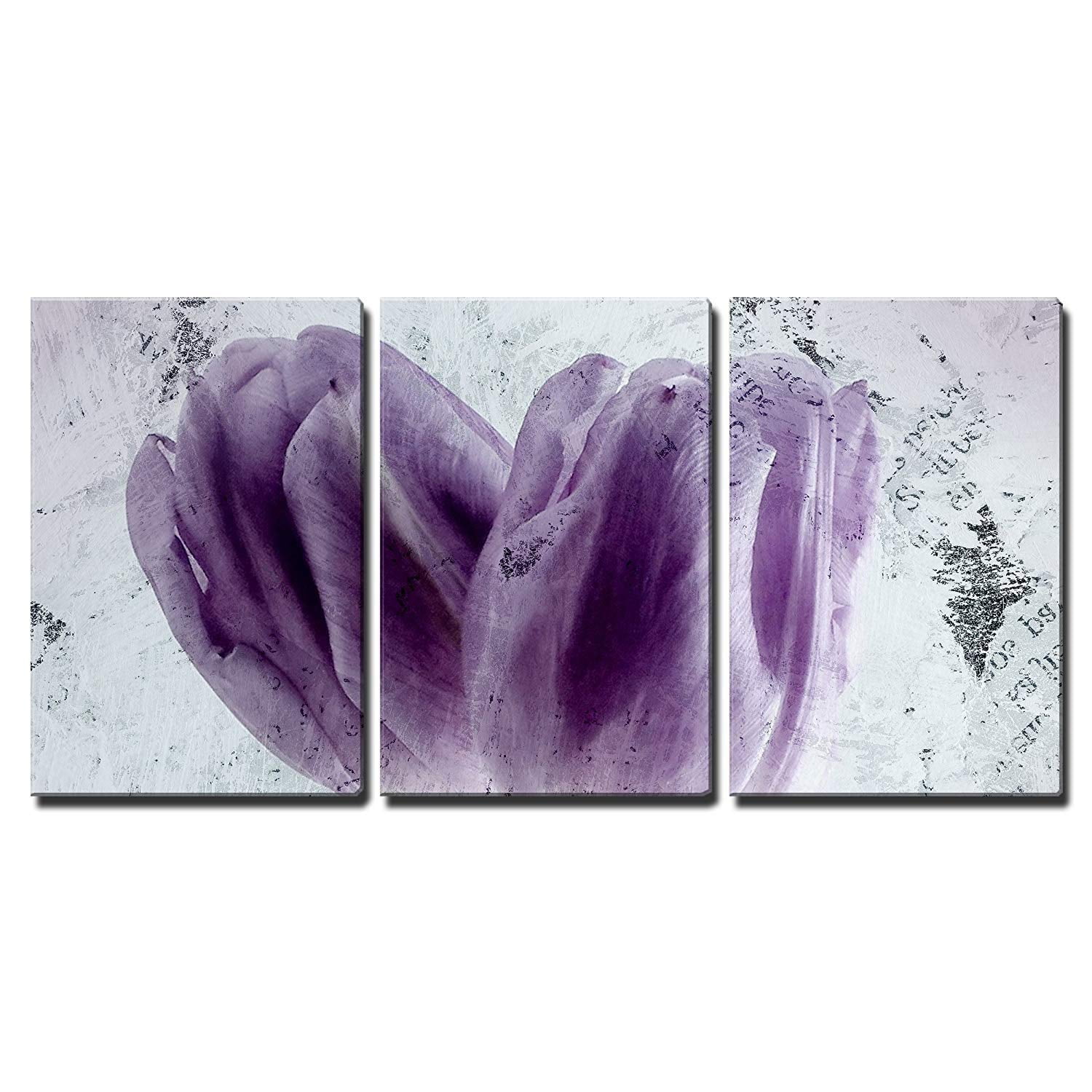 Canvas Wall Art Home Decor 12x18 inches Two Purple Tulip Flower Petals Wall26 