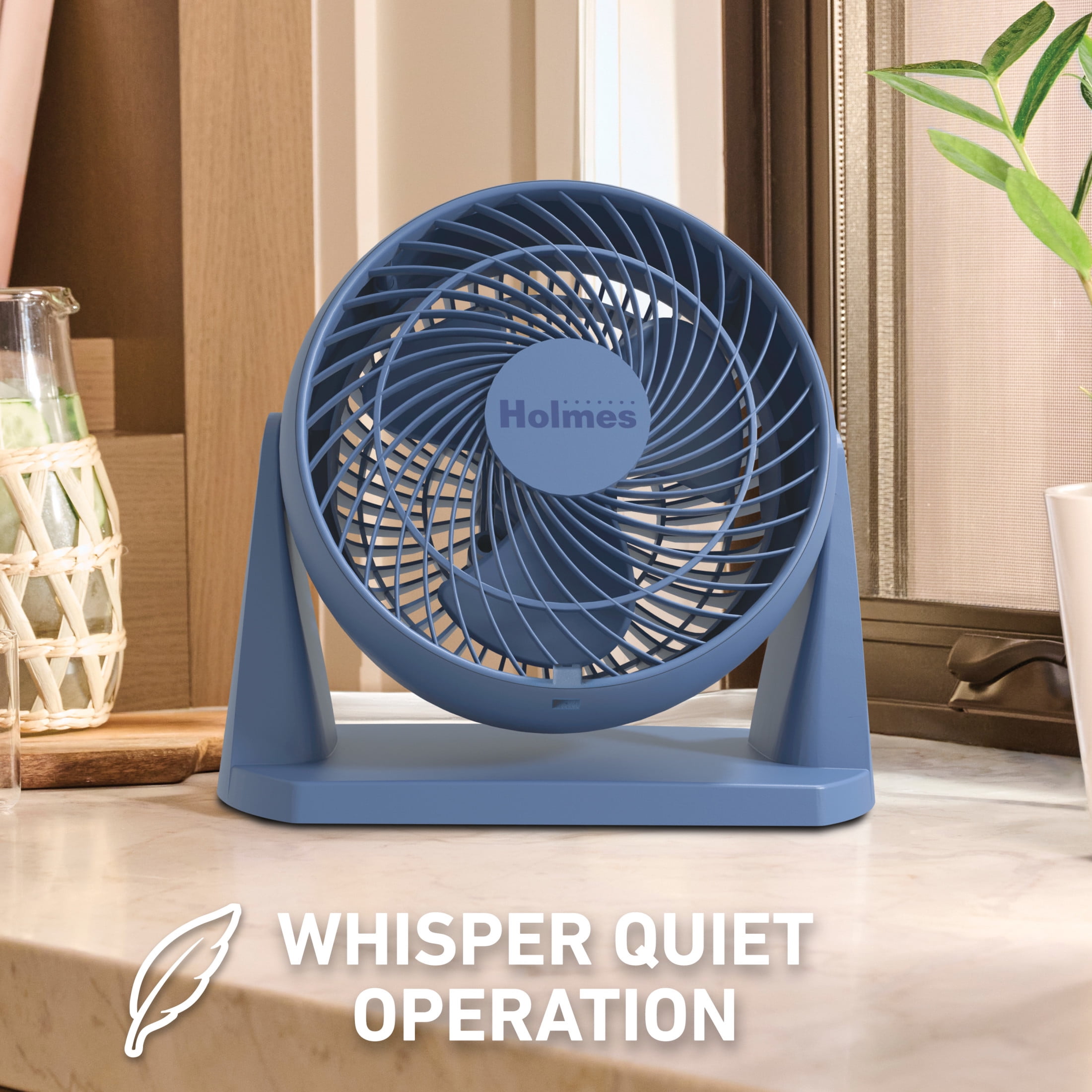 Holmes Blizzard Air Circulator Fan, 3 Speeds, 90° Tilt, Removable Grill, Smoky Blue