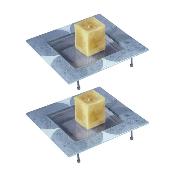 Springdale Lighting 12 inch W Blue 2-Piece Fused Glass Candle Votives With Stands