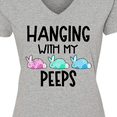 thumbnail image 4 of Inktastic Easter Hanging with My Peeps Pastel Bunnies Women's V-Neck T-Shirt, 4 of 5