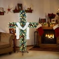 thumbnail image 7 of Japceit Cross Christmas Tree with Lights, Artificial Holiday Tree with LED Twinkling, Staked Indoor and Outdoor Decoration for Home, Party Seasonal Display, 7 of 7