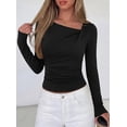 thumbnail image 3 of PRETTYGARDEN Women's Long Sleeve T Shirts Asymmetrical Y2K Slim Fitted Going Out Trendy Tops Early Fall Fashion Clothing, 3 of 10