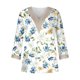 thumbnail image 5 of ICHUANYI Clearance Fashion Women's Summer V-Neck 3/4 Sleeve Print Casual T-shirt Blouse(Yellow, XL) ICHUANYI WER2023081110809, 5 of 5
