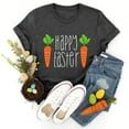 thumbnail image 4 of Prolriy Chemises de Pâques pour Femmes Joyeuses Pâques T-Shirt à Manches Courtes Col Rond Imprimé Lettre Carotte Haut Tenue de Pâques pour Femmes, Hauts pour Femmes Gris Foncé S, 4 of 5