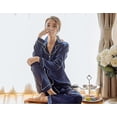 thumbnail image 3 of (size M) Women's Soft Silk Satin Long Sleeve Sleepwear Pajamas Set, 3 of 3