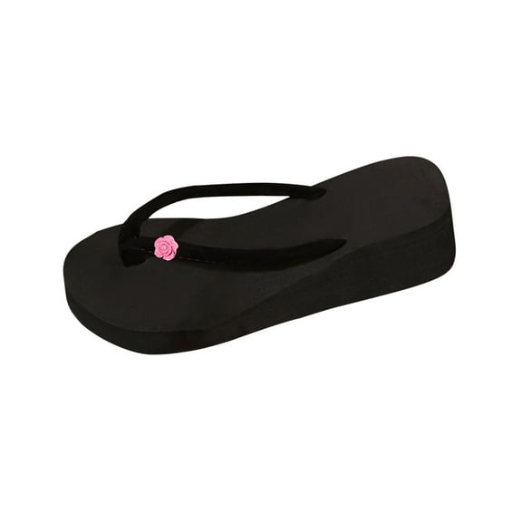 Xfvqtps Flip Flops for Womens Wedge Sandals Flatform Flower Decoration Casual Beach Summer Sandals Pink