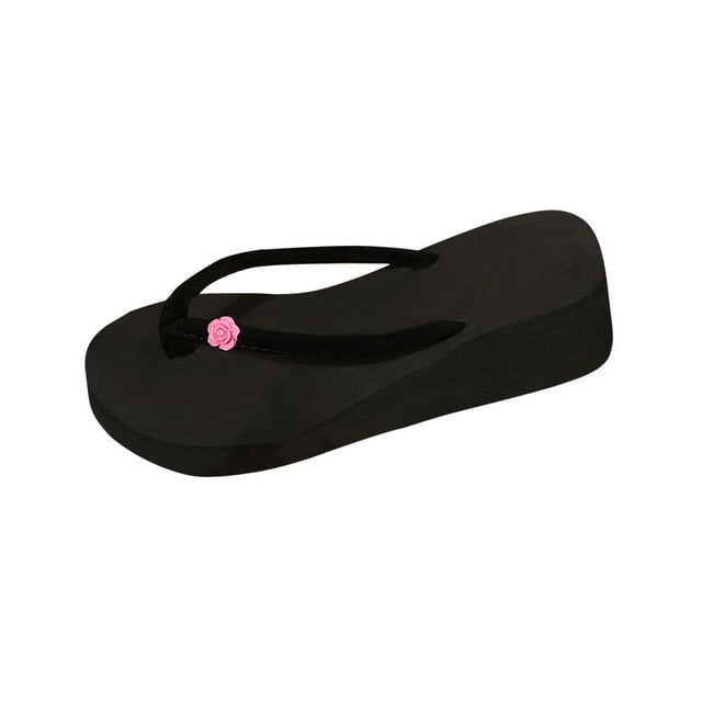 Sandales de Plage pour Femmes Sandales Compensées Plateforme Décoration Fleur Décontractées Plage Été Sandales Roses