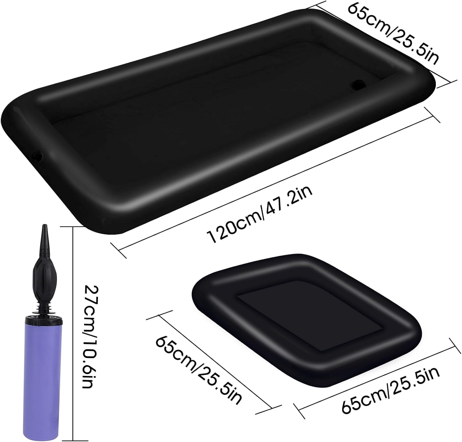 FENLEI Inflatable Ice Serving Bar Pool Party Buffet Drink Cooler Floating Food Drink Container with Inflator (Black 2 Big and 2 Small)