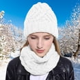 thumbnail image 2 of PMVFHDE Winter Hat and Scarf Set for Women Knitted Thickened Warm Two Piece Solid Color Soft Woven Design for Cold Weather White, 2 of 6