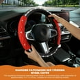 thumbnail image 2 of Diamond Steering Wheel Cover ，with Bling Crystal Rhinestone,Delicate and Anti-Slip Sparkly Sedan Steering Wheel Cover ，Adaptable to 14.5-15 inches Car Wheel Protector for Women Girl ，Black & Red, 2 of 14