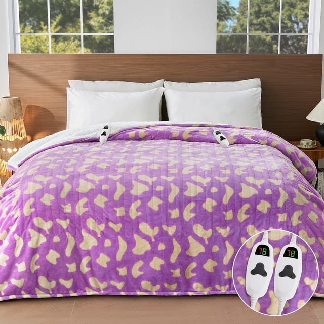 Manta térmica RUJIPO tamaño queen violeta con doble control 84 x 90