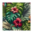 thumbnail image 4 of Awypu Hibiscus Flowers Summer Colorful Hawaiian Tropical Plants Palm Leaf Green Outdoor Fitted Tablecloth 100% Polyester Fiber 36*36, 4 of 8