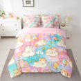 thumbnail image 3 of Manfei Cute Kitten Queen Bedding, Cartoon Rainbow Galaxy Bedding Comforter Set Queen, Pink Blue, Pink Reversible, 7 Pieces, 3 of 6