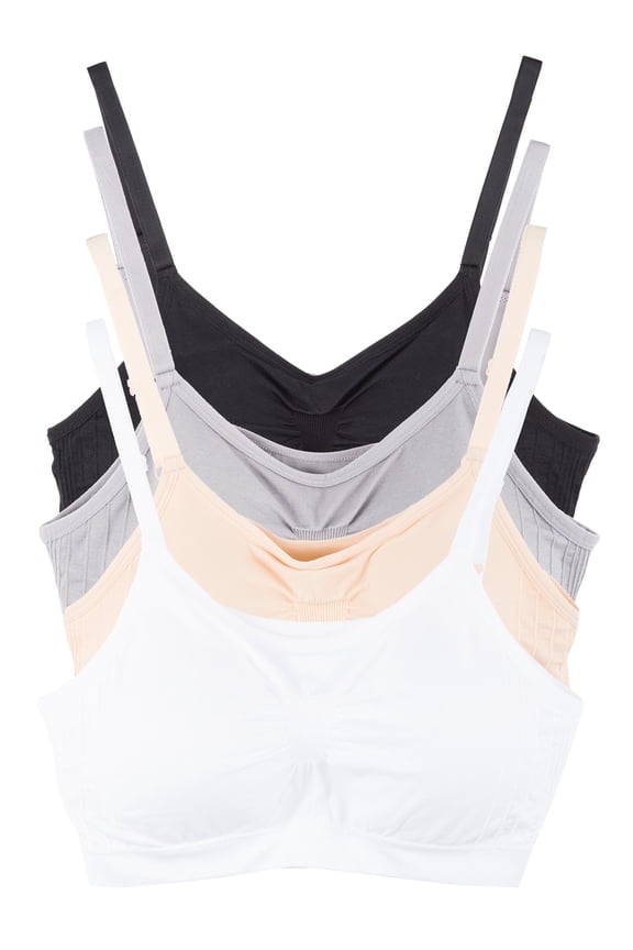 4-Pack Women's Comfort Cami Bra Pullover Design Seamless Wire Free