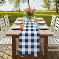 thumbnail image 4 of Navy Blue Plaid 120 Inch Table Runner, Spring Farmhouse Buffalo Checkered Farmhouse Dresser Scarf Cotton & Linen Tablerunner for Dining/Kitchen Island/Holiday Party Décor 13" x 120", 4 of 9