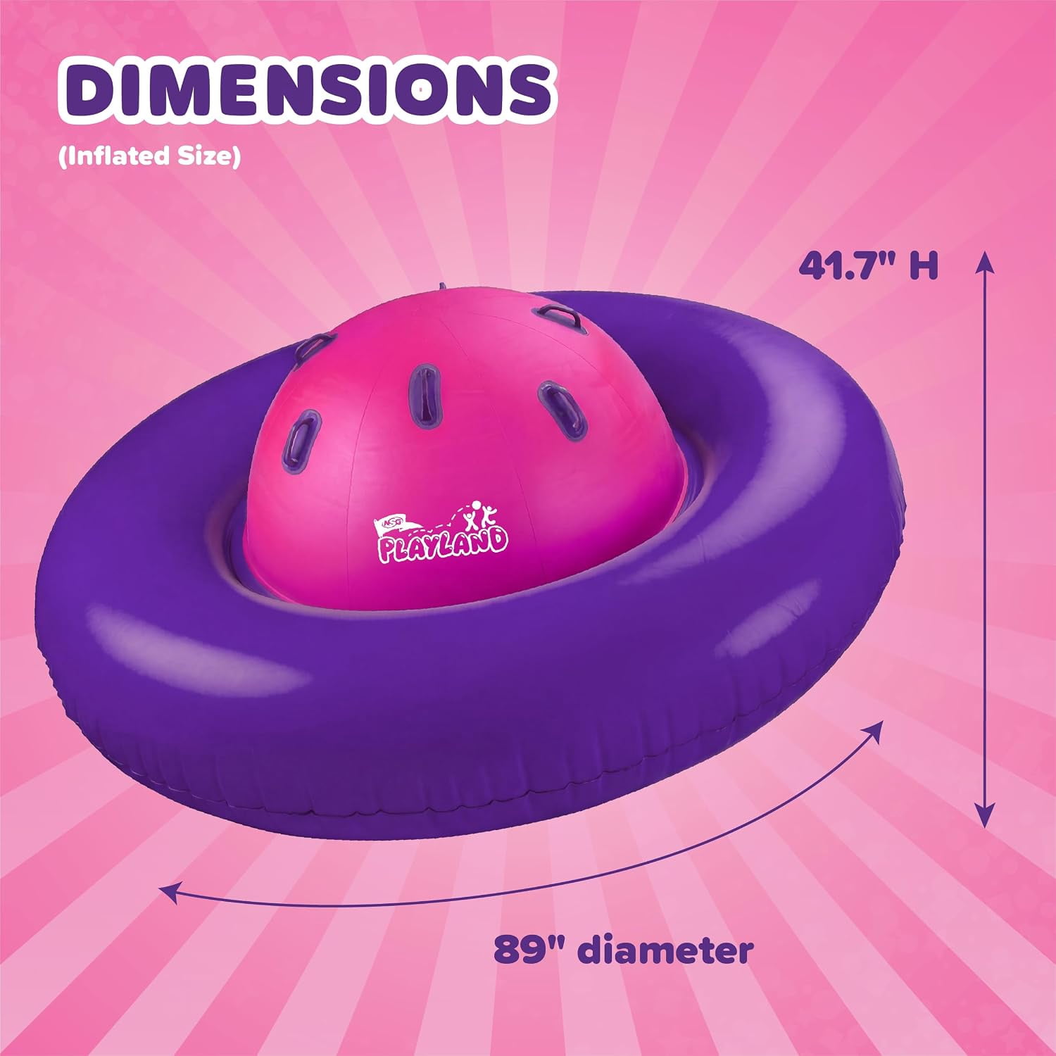 Playland Inflatable Dome Rocker for Kids Ages 5+ | Large 89” Balance Dome Rocker Bouncer with 8 Handles | Fits 3 Children, Heavy-Duty Outdoor Play Equipment for Backyard, 250 Lbs Capacity