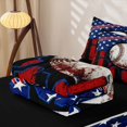 thumbnail image 6 of Manfei Baseball Zipper Twin Comforter Sets with Fitted Sheet and 2 Pillowcases,Rustic Usa Flag Zipper Bedding Set,Red Black Stripes Decor,Black Reversible,4pcs, 6 of 8
