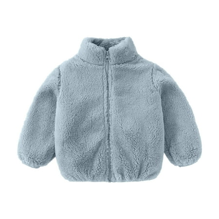 

Toddler Girls Boys Fleece Jacket Zip Up Coat Windproof Warm Winter Hoodies Plush Jacket Thicken Outwear