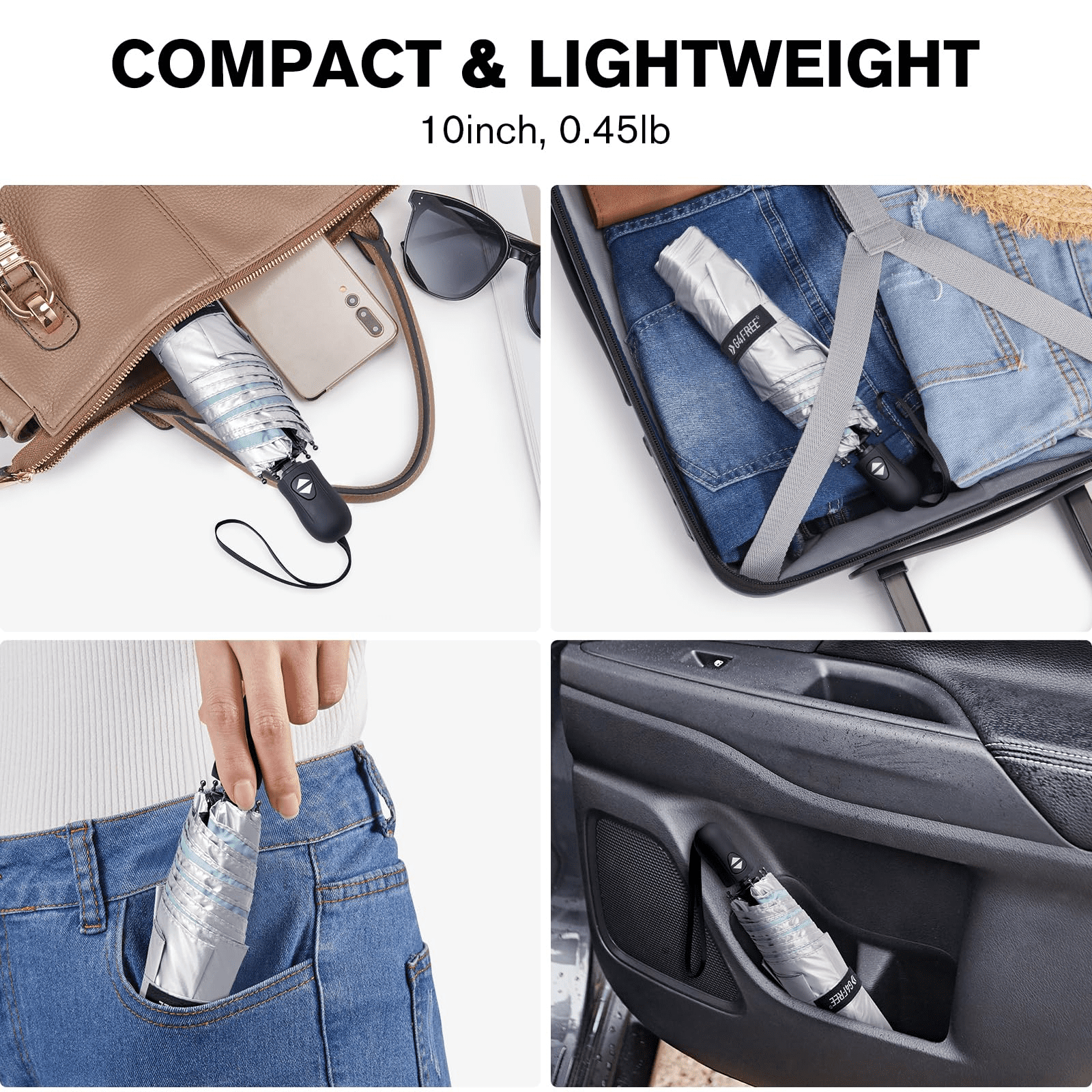 G4Free Travel Umbrella Ultralight UPF 50+ UV Protection Compact Umbrella Super Slim Small Mini Automatic Open and Close