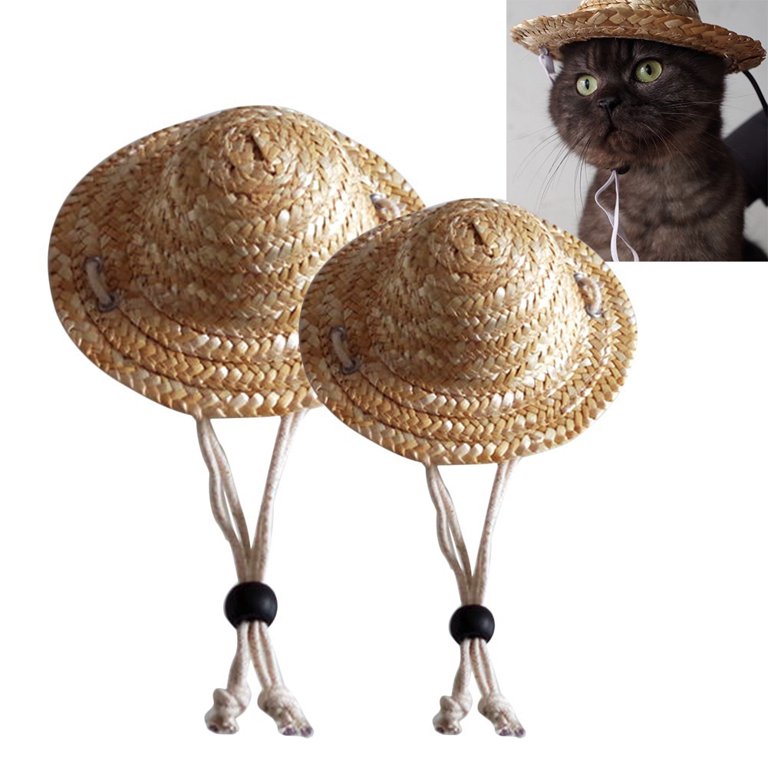 Straw Sombrero Cat Hat - Pet Costume Center