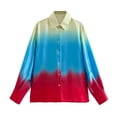 thumbnail image 3 of Summer New Tie Dye Printed Silk Satin Textured Satin Shirt for Women - Picture Color 2-S, 3 of 5