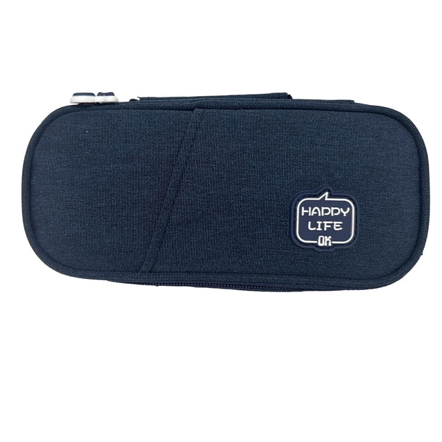 Estuche FloreceBien, organizador de estuches de gran capacidad; Bolsa de almacenamiento con doble cremallera; Estuche grande para lápices, Universidad, escuela, oficina, Azul oscuro
