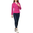 thumbnail image 3 of INSPIRE CHIC Women's Winter Worsted Notched Lapel Double Breasted Overcoat L Hot Pink, 3 of 7