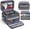 Grey, variant on Acrylic Paint Organizer Bag with Adjustable Dividers, Portable Art Supply Storage Case with 12-Slot Brush Holder and Clear Zipper Pocket(Pink)